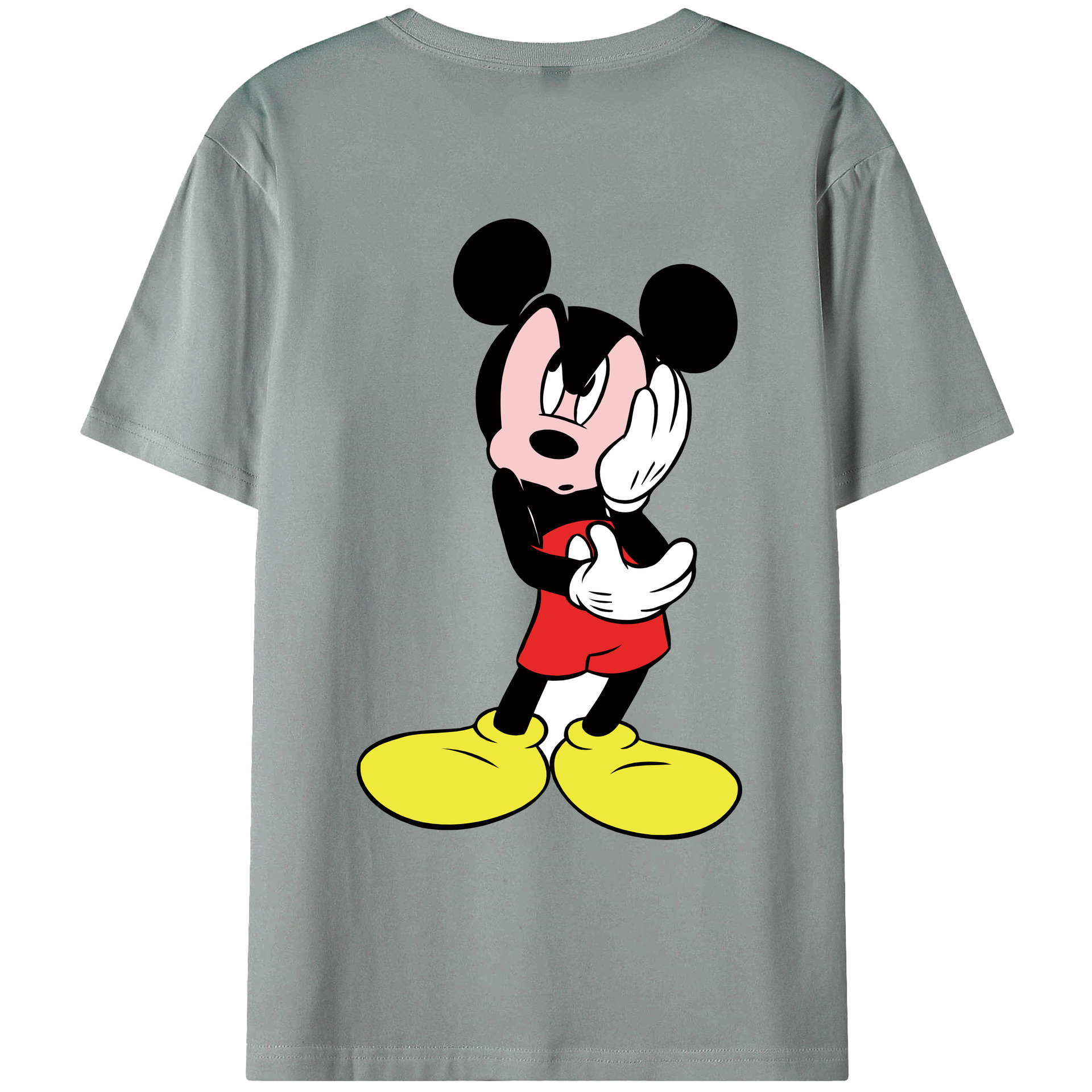 ミッキーマウス Mickey Mouse 綿100％ メンズ半袖Tシャツ（バックプリント） 通気性